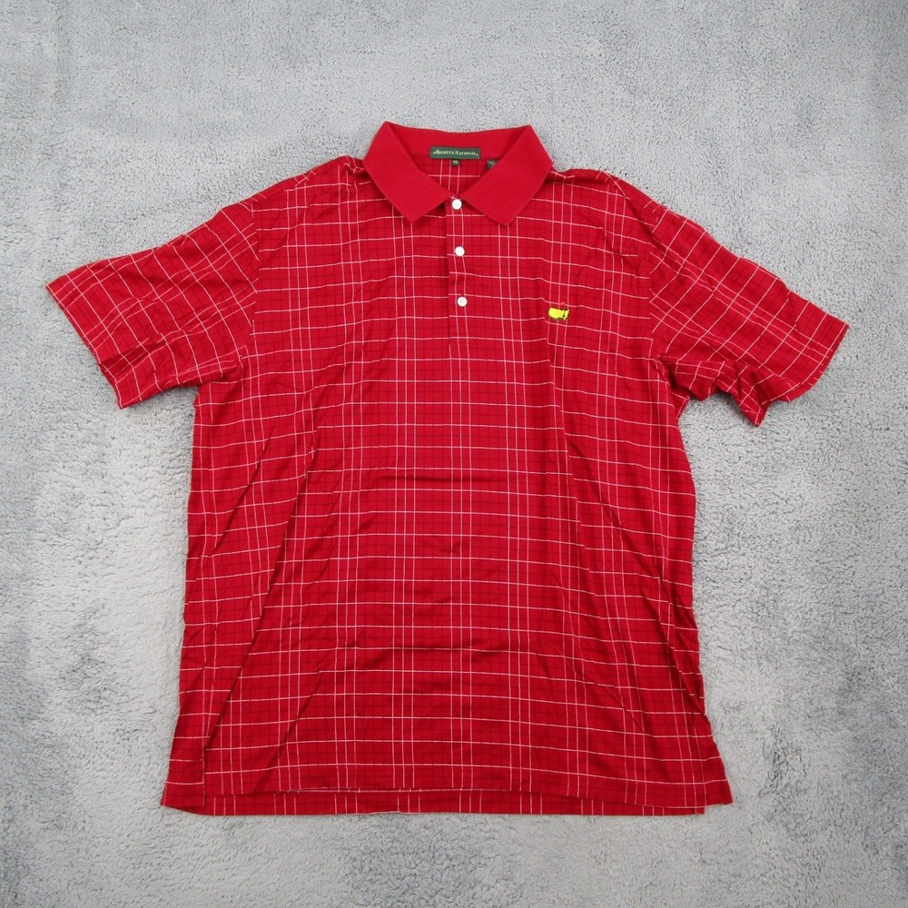 Augusta National Masters Golf Polo Shirt Mens XL Red Pima Grid Pattern Y2K